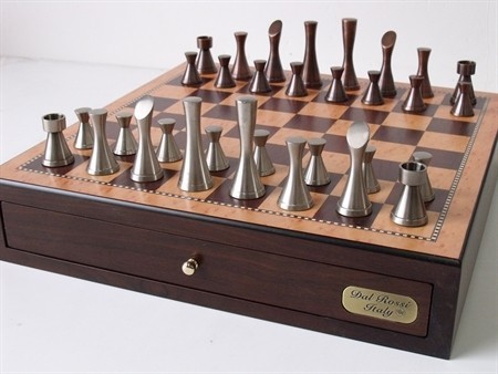 Dal Rossi Italy Contemporary Chess With Drawers 18 Walnut