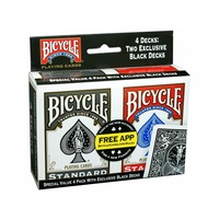 Bicycle Playing Cards Standard - 4 Decks: Two Exclusive Black Decks