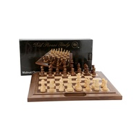 Dal Rossi Chess Set walnut folding bevelled edge, with handle, 16"