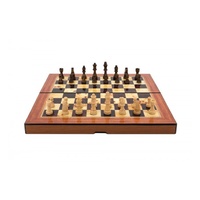 Dal Rossi Walnut Shiny Finish Folding Chess Set, 15"