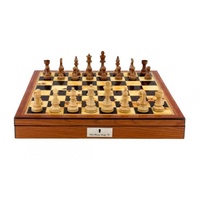 Dal Rossi Italy Staunton Wooden 95mm Chess Pieces on Walnut Shiny Finish Chess Box 20" with compartments