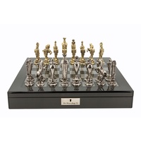 Dal Rossi Italy Renaissance Chess Set on Carbon Fibre Shiny Finish Chess Box 20" with compartments