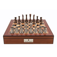 Dal Rossi Chess set Contemporary Walnut Finish Chess Box 16" with compartments
