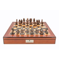 Dal Rossi Italy Ring Metal Chess Set on Walnut Shiny Finish Chess Box 20" with compartments