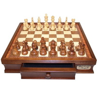 Dal Rossi Chess Set 16", with Boxwood/Sheesham 85mm pieces Wood Double Weighted