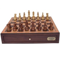 Dal Rossi Italy, Chess Box with Drawers 18" (Walnut Finish) with 85mm Wooden Double Weighted Sheesham Pieces