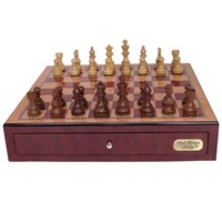 Dal Rossi Italy, Chess Box with drawers 18" (Red Mahogany Finish) with 85mm Wooden Double Weighted Sheesham Pieces