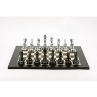 Dal Rossi Italy Chess Set, 50cm Board With Silver and Titanium Black Weighted Chess Pieces (101mm)