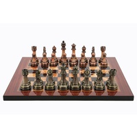 Dal Rossi Italy Antique Chess Pieces on Walnut Finish Chess Board 40cm