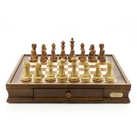 Dal Rossi Italy Walnut Chess Set 20 Brown and Box Wood Grain Finish 110mm Chess Pieces