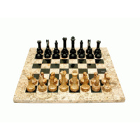 Onyx Chess Set Sea Fossil & Black 38cm