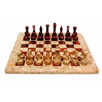Onyx Chess Set Sea Fossil & Red 38cm