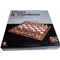 Magnetic Chess & Checkers Brown/White 16"