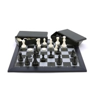 Magnetic Chess & Checkers Black/White 16"