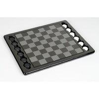 Dal Rossi Italy Carbon Fibre Checkers Set, board and pieces