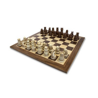 Wood Expressions - 15" Wooden Chess Set with Medieval style Chessmen