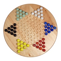 Wood Expressions - 11.5" Solid Wood Chinese Checkers Set with Glass Marbles
