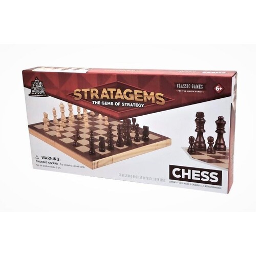 Stratagems folding wooden chess set 12"