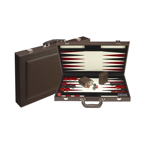 Dal Rossi Italy Backgammon Burgundy PU Leather 15"