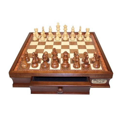 Dal Rossi Chess Set 16", with Boxwood/Sheesham 85mm pieces Wood Double Weighted