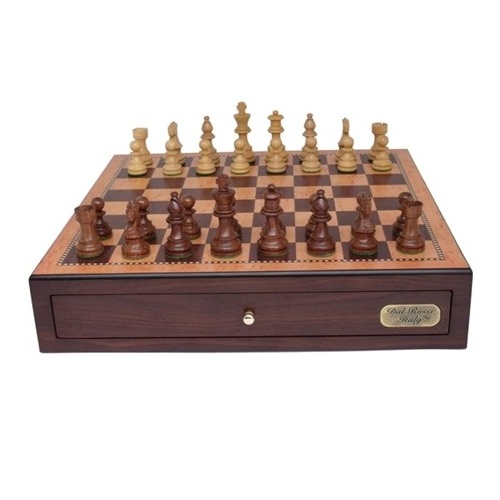 Dal Rossi Italy Chess Box With Drawers 18 Walnut Finish With