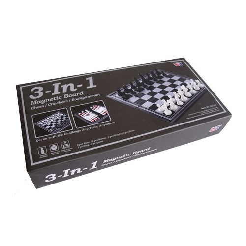 Magnetic Chess Checkers & Backgammon (3 in 1) 10"